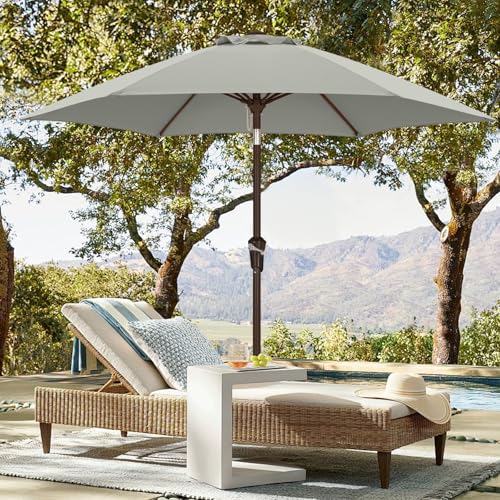 ABCCANOPY 230cm Sonnenschirm im Freien Wasserabweisende Bespannung -Gartenschirm Marktschirm,hellgrau