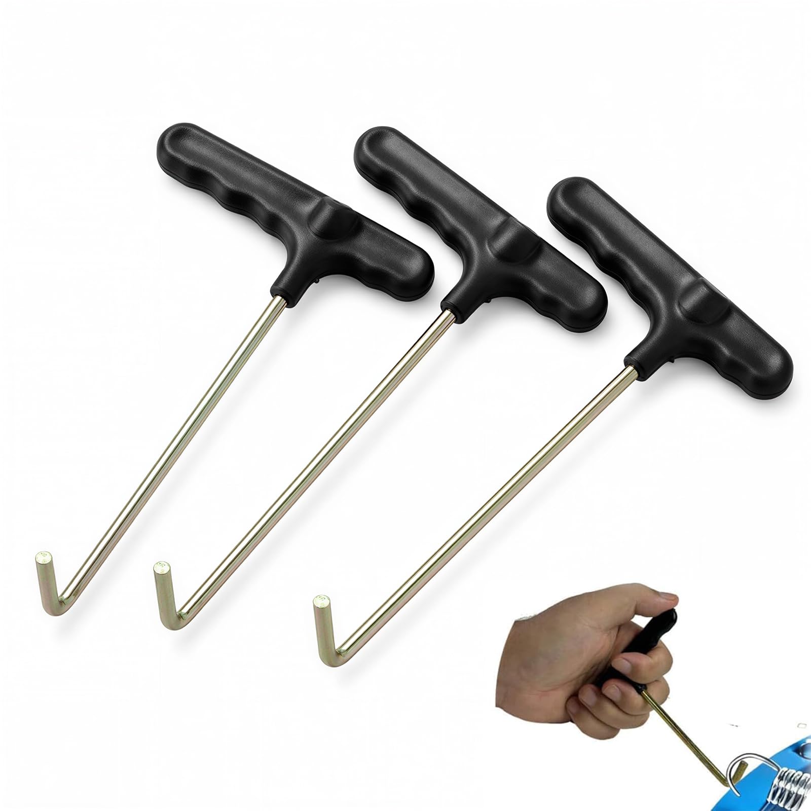 3 PCS Tent Peg Puller， T-Hook Spring Tool Metal For Trampolines Camping