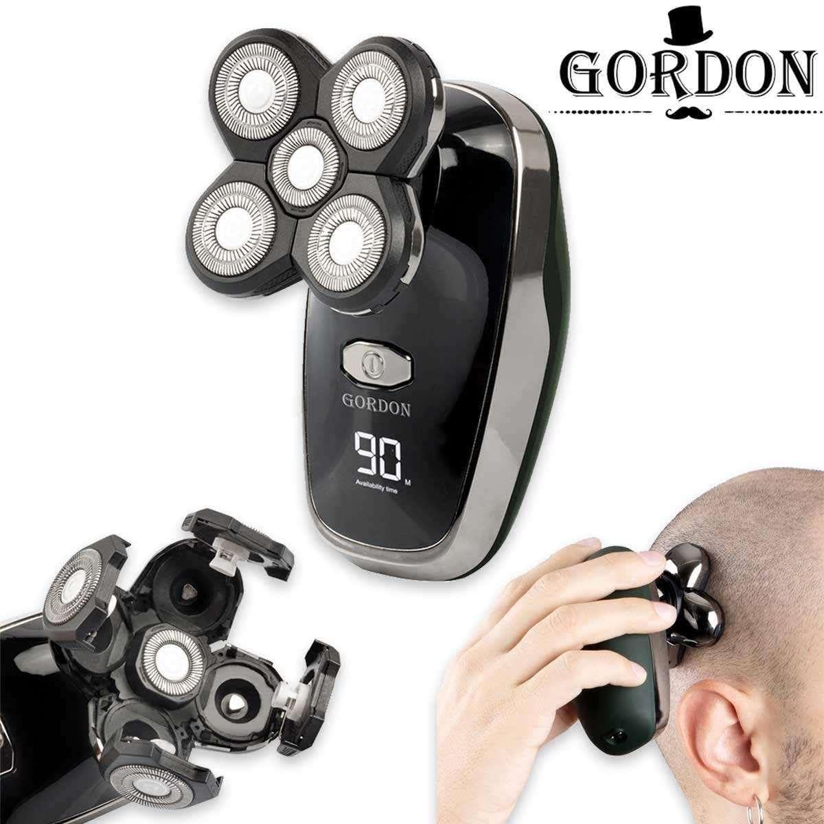 Rasoio elettrico per testa Gordon Head Shaver Pro, 5 modalità, Nero | 5 Modalità, Batteria Ricaricabile agli Ioni di Litio