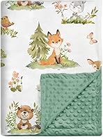 BORITAR Woodland Animal Baby Blanket for Boys Girls - Super Soft Double Layer Minky Dotted Backing, 30x40 Inch Newborn Toddler Throw