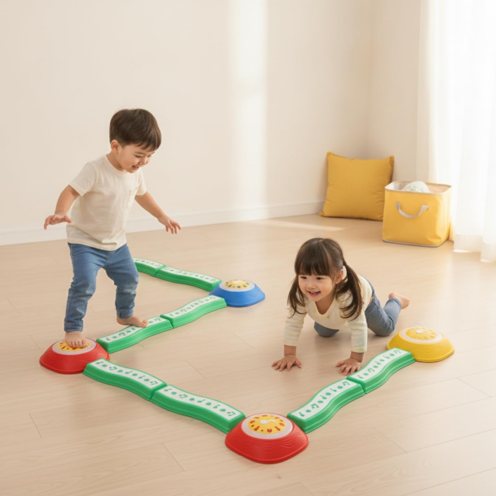 Entrenador Sensorial Infantil Set de Piedras de Equilibrio Peldaños Texturizados Puentes Curvos Circuito Motor Modular TPE Adecuado para Psicomotricidad Gimnasia Infantil Parques