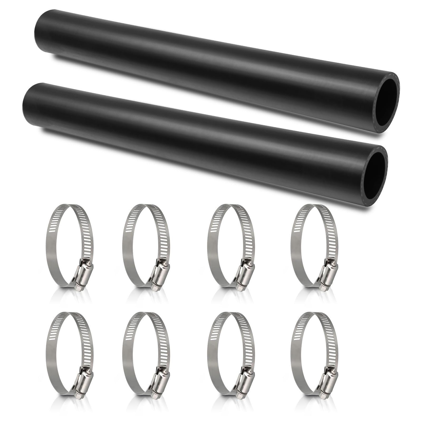 Gasoline Fuel Filler Neck Hose with 8 Hose Clamps,1 1/2 inches Inside Diameter Reinforced Gas tank filler hose (straight, 1 1/2" ID 2pack)