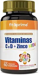 Vitaminas C, D e Zinco Kids Fitoprime 60 Cápsulas Mastigáveis Sabor Frutas Silvestres