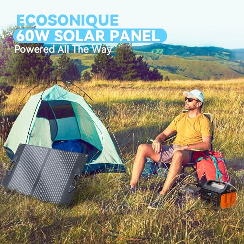 Ecosonique 60W/72W/100W/120W Portable Solar Panel with Adjustable Kickstands,18V MC4/12V DC/QC 3.0 USB-A USB-C(PD 45W) Foldable Solar Panel Charger with Detachable Power Hub Solar Panels for Camping - Thumbnail 6