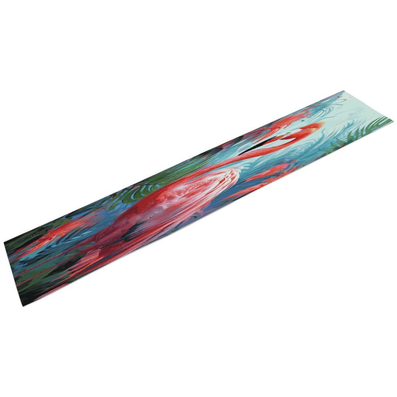 Painted Flamingo Table Runner Linen Long Table Runner Farmhouse Rustic Table Runners Table Decoration for Party Home Kitchen Dining Holiday Decor 13 X 72 Inch