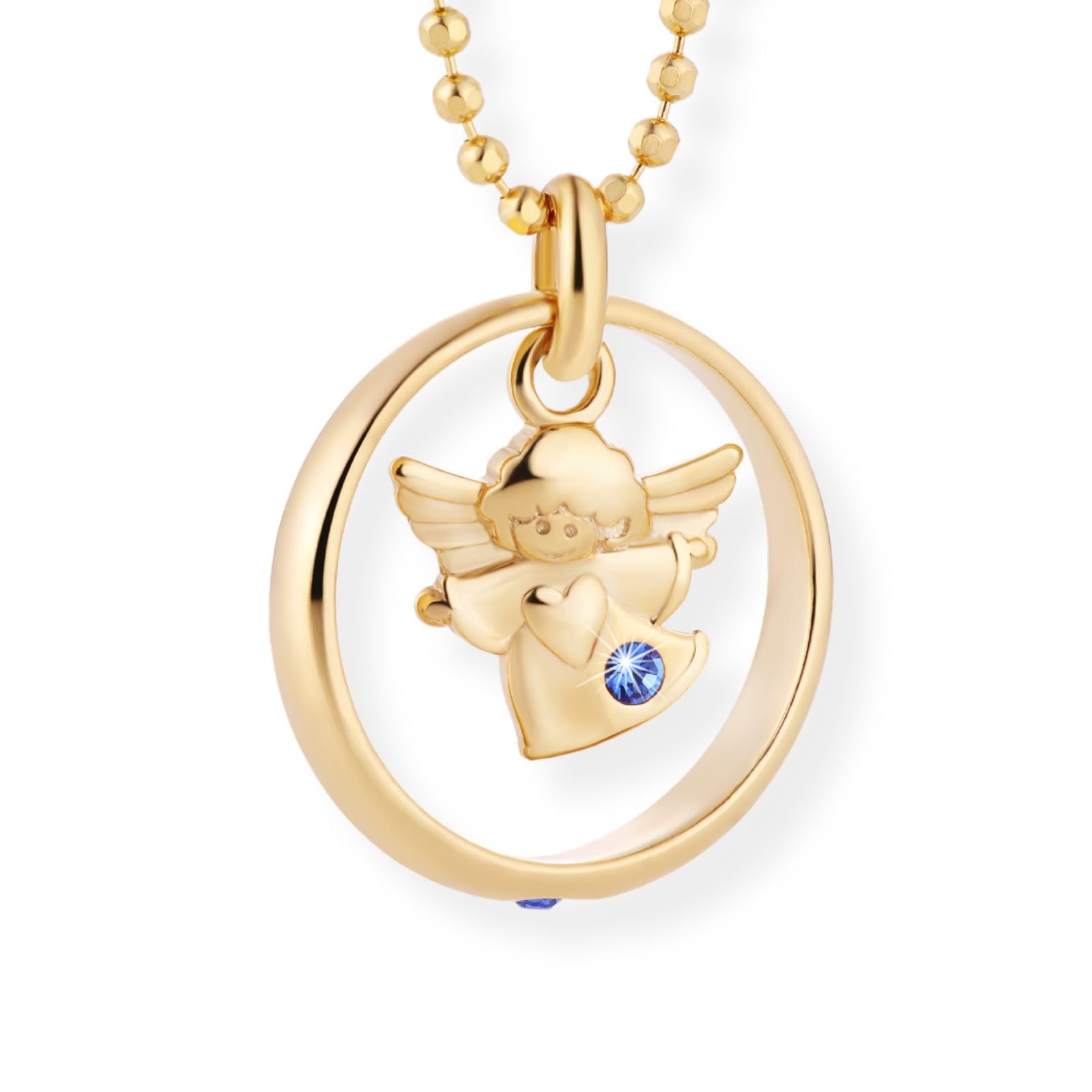 fish Collar Con Colgante De Ángel Dorado Con Cristal Azul Para Niños