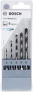 Bosch Professional Set de brocas hexagonales PointTeQ de 5 unidades, diámetro: 2-6 mm, vástago hexagonal ¼", Accesorio para taladros de batería y taladros