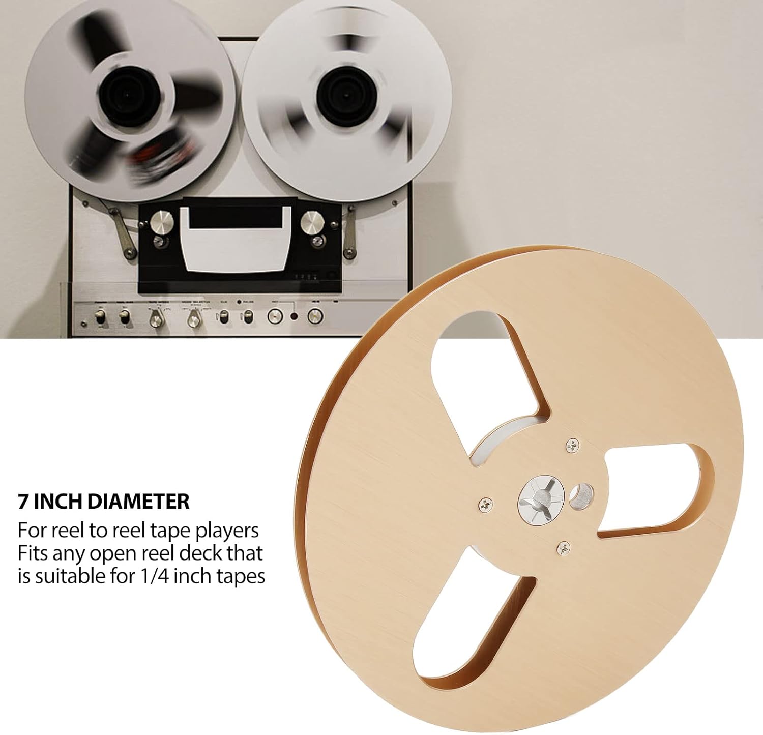 Reel to Spool Tape, 3 Hole Aluminum Alloy, 1/4 Inch Ribbon Reel Replacement, 7 Inch Long Lasting Recording Tape, Compatible