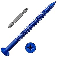 Vista 19 de (105 PIEZAS) Kit de Anclajes de Tornillo para Hormigón de 3/16" Cabeza Plana Azul/Negro/Blanco para Anclaje a Mampostería, Bloque o Ladrillo
