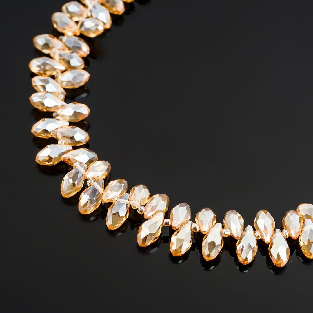 500pcs Czech 12mm Faceted Teardrop Briolette Crystal Glass Loose Beads Pendant Drop Spacer Bulk Golden Shadow for DIY Jewelry Making CCT2-28
