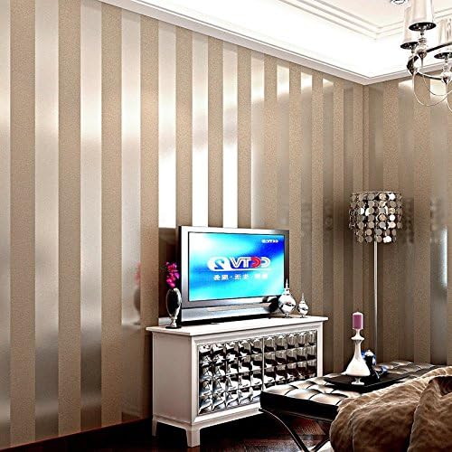 LXPAGTZ Simple modern nonwoven wallpaper bedroom living room golden vertical stripes Eastern Mediterranean wall wallpaper long 9.5m* wide 0.53m (5 m 2) , 11084