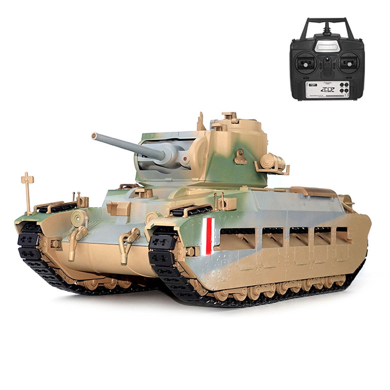 Sistema a infrarossi 1/16 Tongde, carro armato radiocomandato Matilda III IV 320, torre girevole, luce e rumore, tutte le ruote in metallo, batteria pronta per il funzionamento