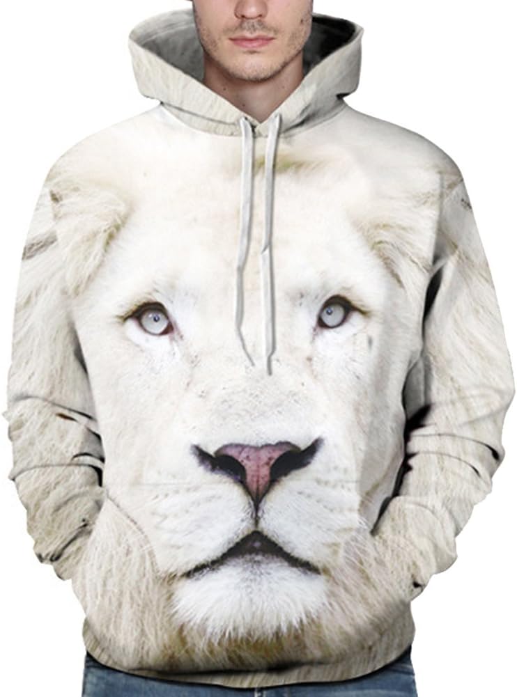 ROBOMen's Hooded Sweatshirt 3D Lion Printed Hoodie Casual Autumn Winter Pullover Clothes