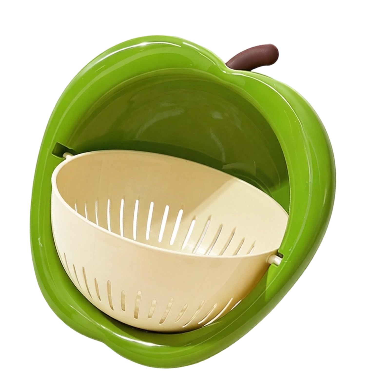 PANGBOER Thickened PET Vegetable Washing Basket with Separable Layer Lovely Fruit Shape Colander for Efficient Draining Colander