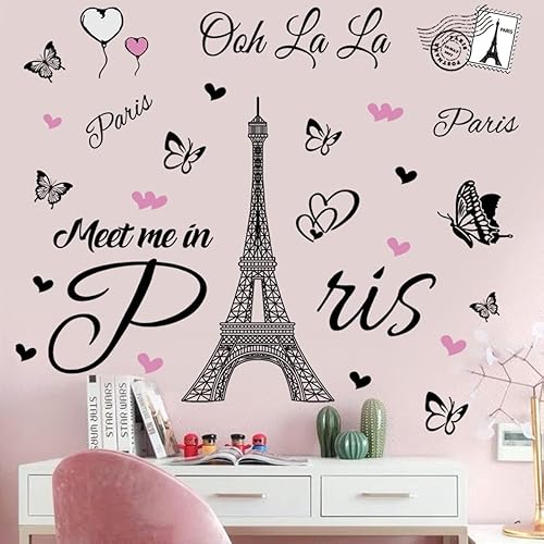 Miniatura 4 de Vinilo adhesivo de pared de la Torre Eiffel de París, vinilo de la Torre Eiffel, calcomanías de pared removibles autoadhesivas removibles para