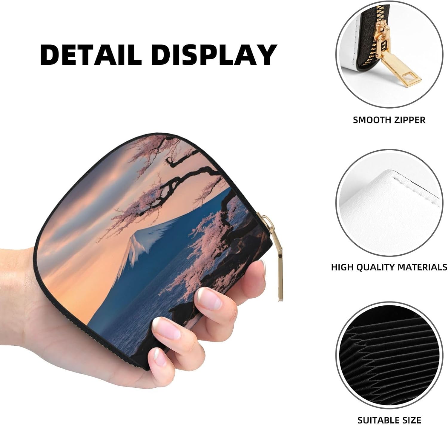 Japan Mount Fuji Landscape print Wallet Credit Cards Holder Business Card Case for Men Women Compact Size for Adults
