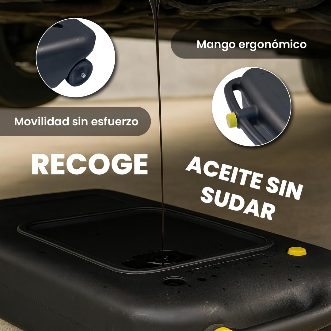 BIDÓN RECOGEDOR Aceite Usado con Ruedas y Tapón para Camión Coche Furgoneta 45L litros - de Gran TAMAÑO XXL