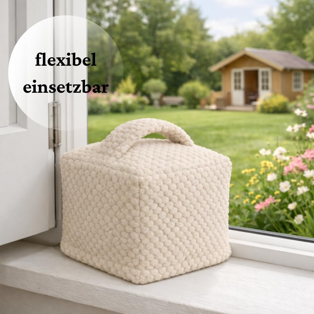 TALIDA Fermaporta in tessuto a nido d'ape, 1,6 kg, con manico, rivestimento lavabile, con chiusura lampo, pesante, aspetto moderno, sacco di sabbia (2, beige)