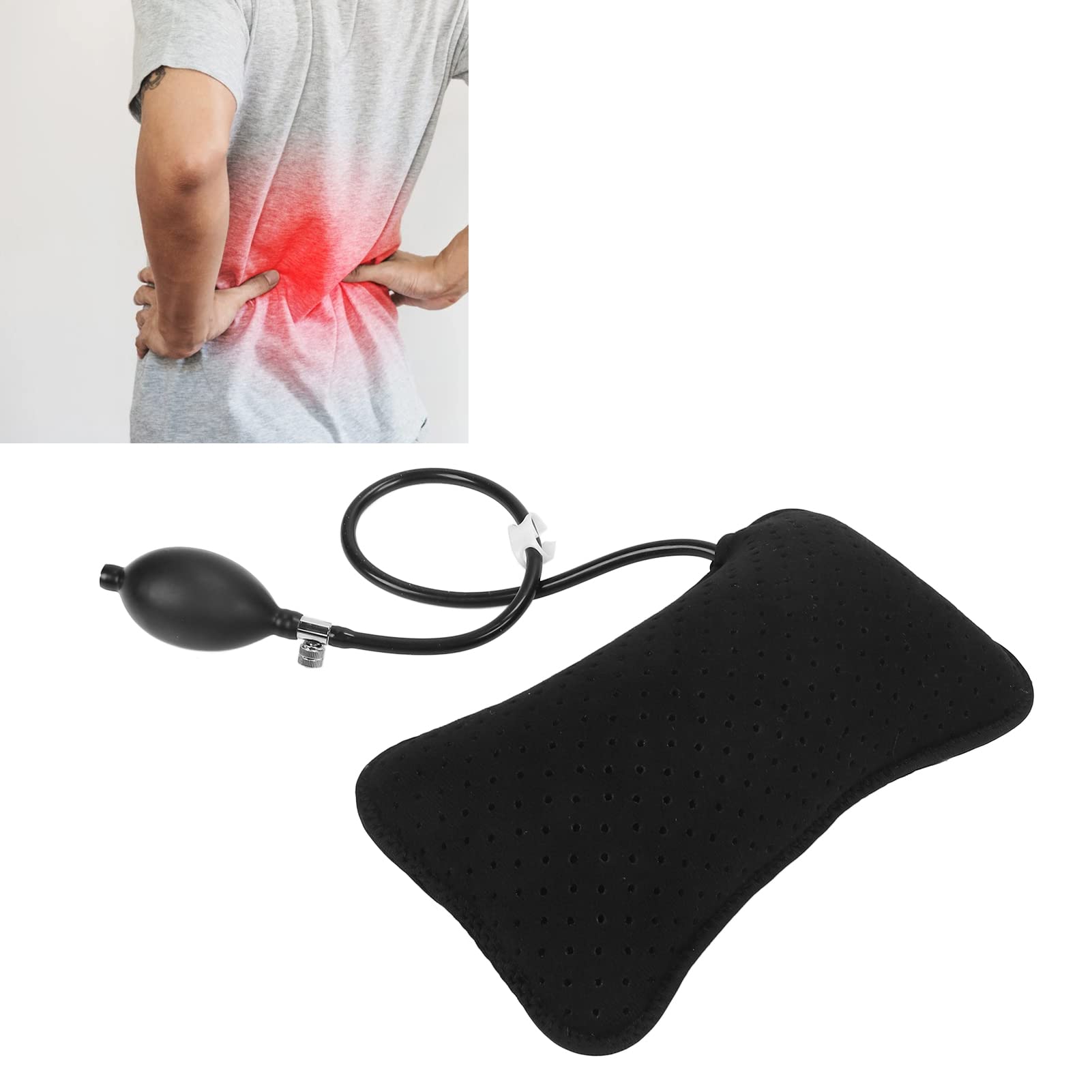 HURRISE Lumbar Support Cushion,Inflatable Lumbar Support Pillow Washable Breathable Portable Firm Lumbar Support Pillow for Car Drvier Seat,Recliner,Desk Chair