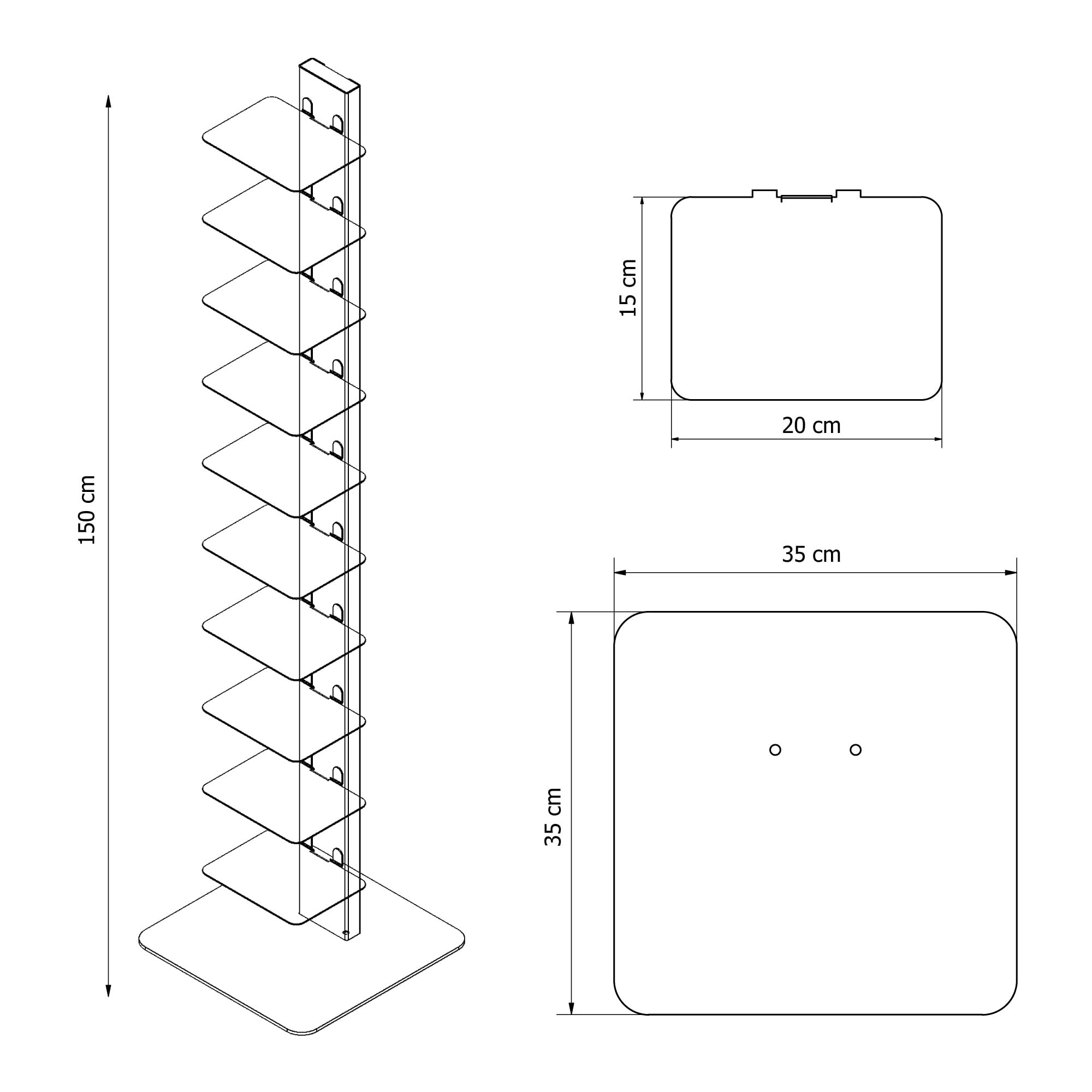 STEELNOVO | Beatrice, Libreria Verticale Salvaspazio con 10 Ripiani, Altezza 150 cm, Libreria a Colonna in Acciaio Verniciato Moderna, Scaffale da Terra Colore Bianco, Soggiorno, Studio, Made In Italy