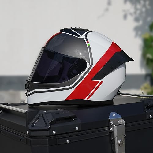 Miniatura 7 de Casco de motocicleta de cara completa, cascos para motocicleta de adultos, casco de motocicleta de carreras de calle con visera negra para hombres y
