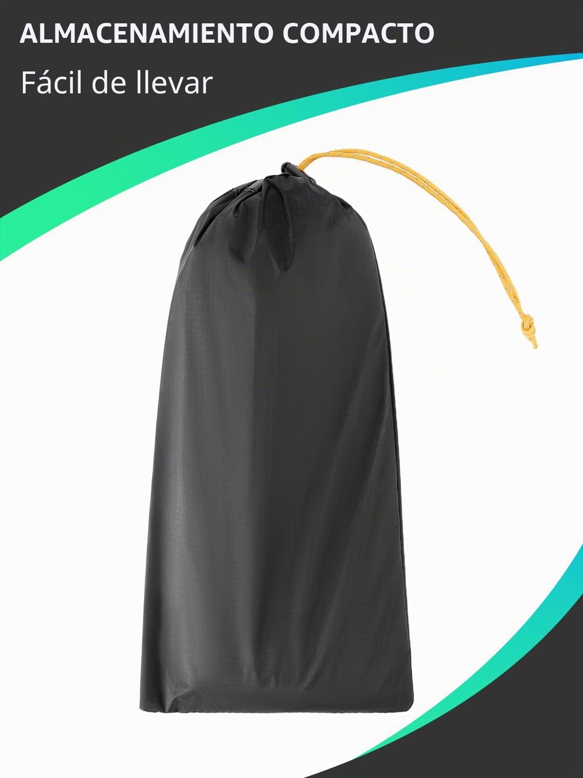 Lona Impermeable para Tienda de Campaña, Protección de Suelo Ligera con Bolsa de Almacenamiento, Ideal para Acampada, Camping y Senderismo, 200 * 110 cm, Negro