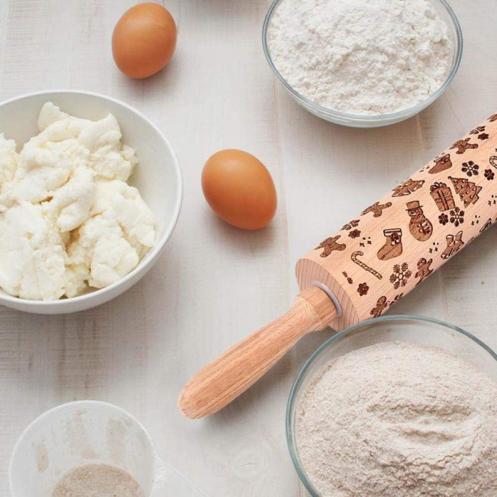 Wytłaczane wałki do ciasta, Wałek do ciasta Świąteczny tłoczony wałek do ciasta Narzędzie do pieczenia