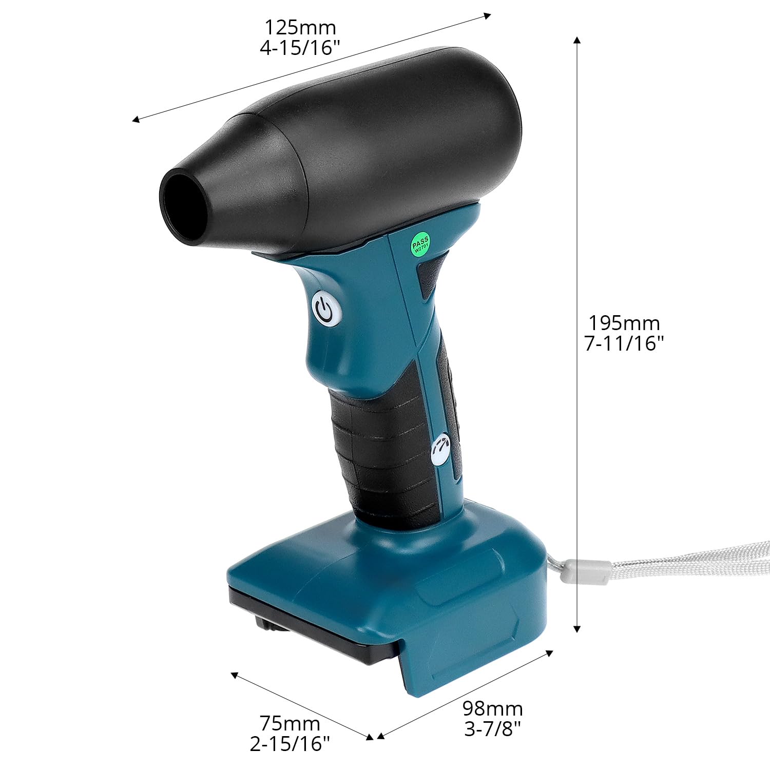 QWORK® Tragbarer Gebläse, Laubbläser Jet Fan Gebläse, Bürstenloser mit 2 Düsen, Kompatibel mit Makita 18V Akku (Ohne Akku)