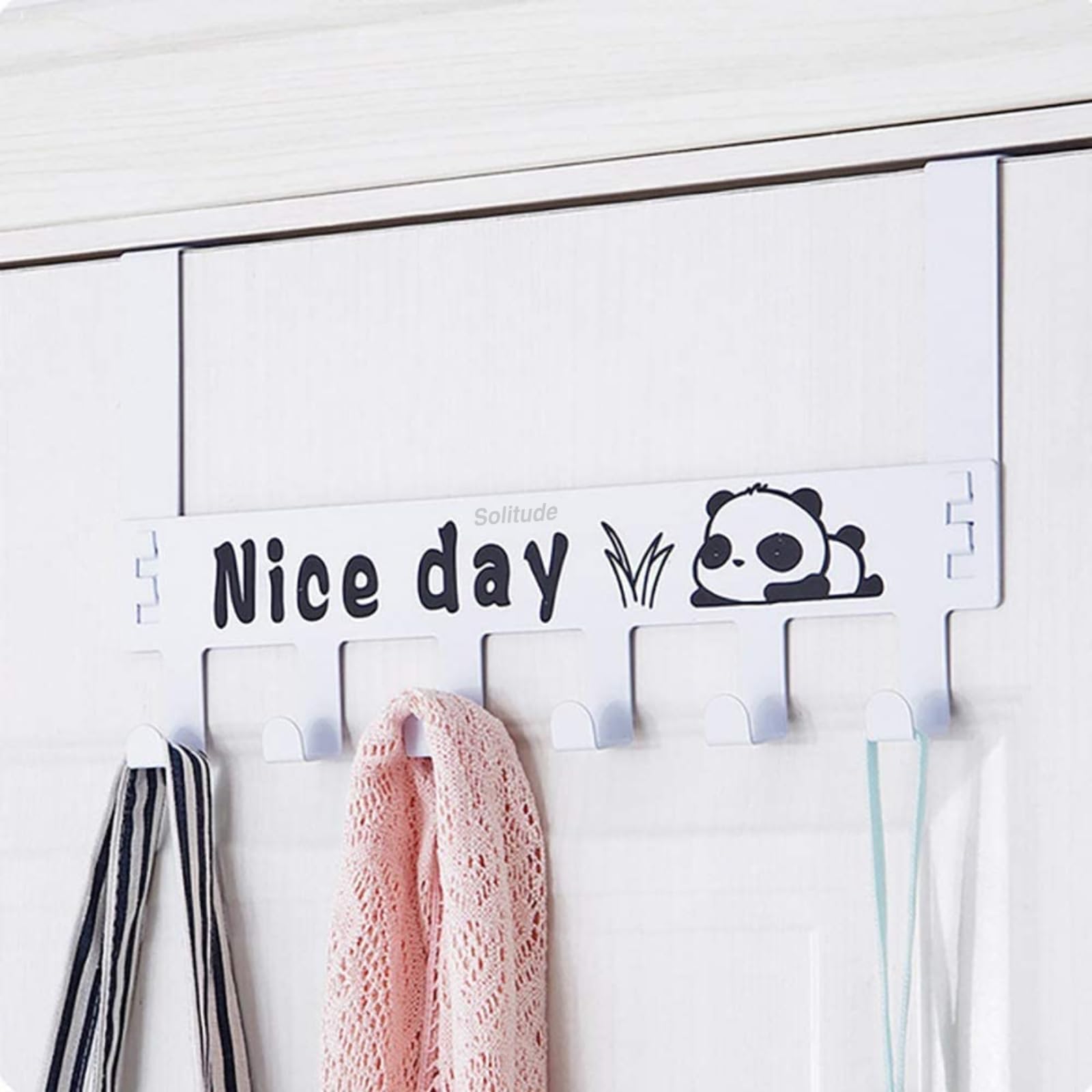 Solitude Pack of 2 Heavy Duty Carbon Metal Over Door Hanger for Clothes, Drill Free Door Hanging Hooks for Bathroom, Bedroom | Scarf, Coat, Towel Holder (White) 4