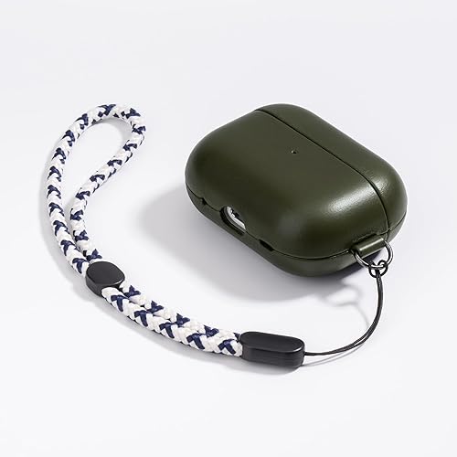 Miniatura 2 de Maogoam Funda de cuero genuino para AirPods Pro 2, botón de sincronización, diseño de clip en D con cordón de mano, funda de cuero encerado de