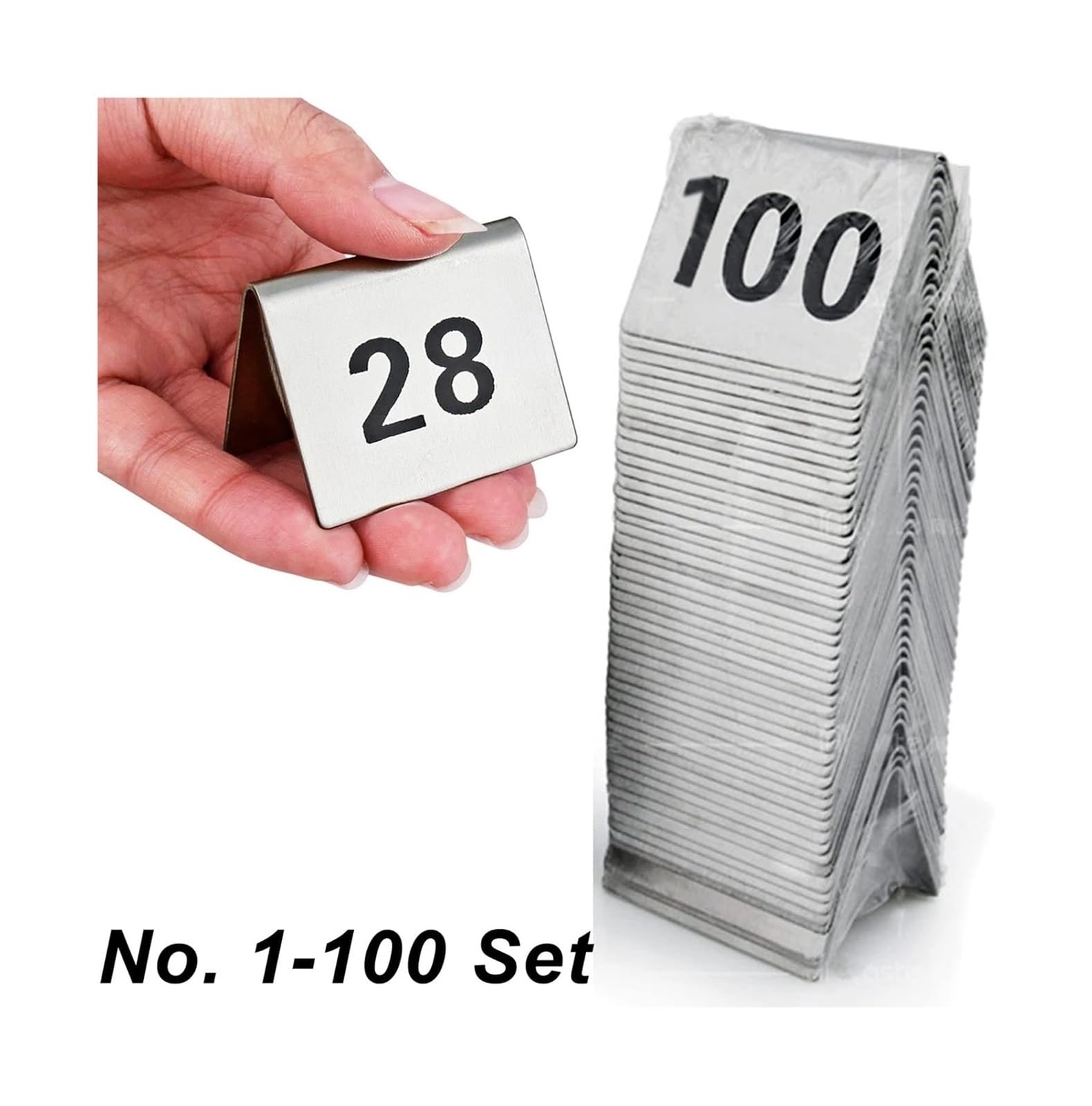 Carte dei Numeri dei tavoli, Numeri da Tavolo in Metallo Argentato Impostati 1-50 E 1-100(No. 1-100)