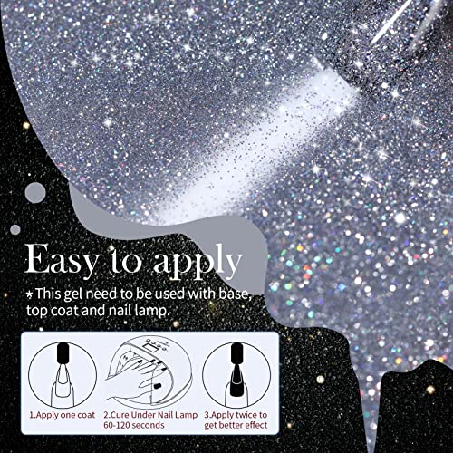 Born Pretty Reflective Glitter Gel Polish,Sparkly Shiny Disco Dj Led Gel Nail Polish Nail Varnish 6Pcs 7Ml #TOP6