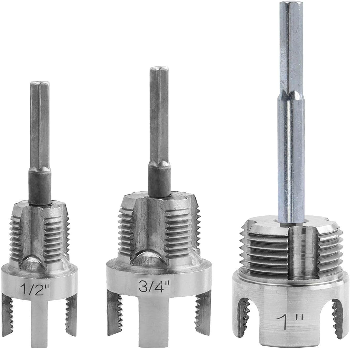 Bestgle 3点セット パイプねじ切り工具 内外ねじ切りツール PVC水パイプ用ねじ切りキット六角形のハンドル付き 電動ドリル対応 1/2インチ、3/4インチ、1インチ（DN15/DN20/DN25）