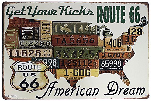 Uoopai Route 66 Usa License Plate Map - Rural Metal Plaque Vintage Tin Sign Wall Decor Bar Pub Poster Pack Of 4 #TOP3