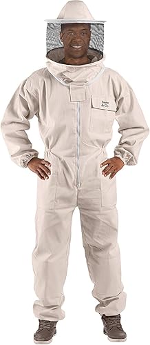 Miniatura 2 de Bees & Co U73 Traje de apicultor de algodón natural con velo redondo, 5XL, beige