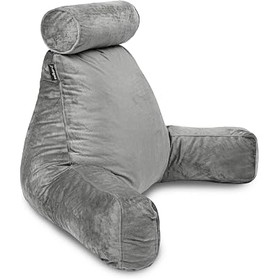 Milliard Extra Large Reading Pillow with Shredded Memory Foam, Wedge Back Rest Pillow for Sitting in Bed with Removable Velour Cover –24x18 inches (Grey)