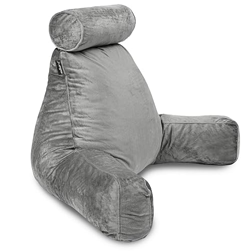 Milliard Reading Pillow XL and Detachable Neck Roll with Shredded Memory Foam, Great as Backrest for Books or Gaming - 60cm x 40cm (Sit up Pillow)