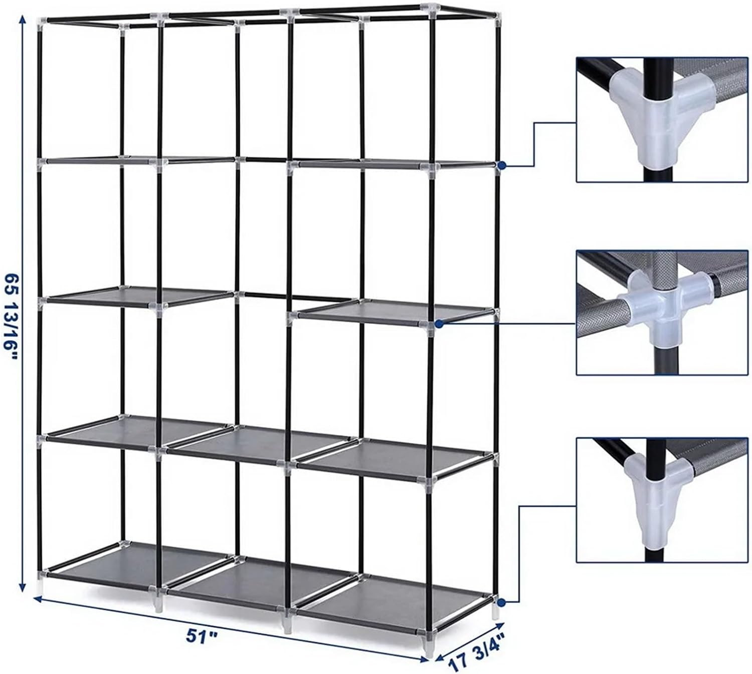 Portable Closet 67" Portable Closet Organizer Wardrobe Storage Organizer with 10 Shelves Quick and Easy to Assemble Extra Space