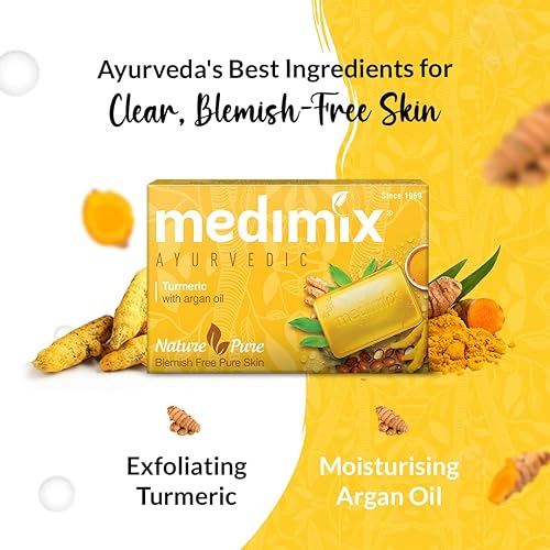 Miniatura 4 de Medimix Jabón de baño ayurvédico de cúrcuma y aceite de argán, 125 Gm (paquete de oferta 4+1)