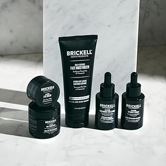 Brickell Men's Complete Defense Anti Aging Routine, Night Face Cream, Vitamin C Day and Night Serum, Facial Moisturizer w/SPF and Eye Cream, Natural and Organic, Unscented
