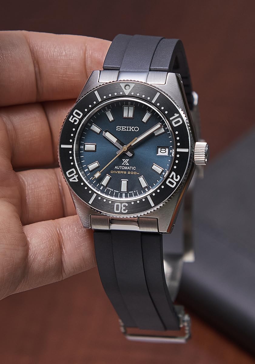Crafter Blue Cinturino per orologio FKM da 20 mm per Seiko 1965 Heritage Diver 40,50 mm, nero, 20mm, moderno | MX03-143 Cinturino di ricambio per Seiko SPB143, SPB145, SBP147, SPB149