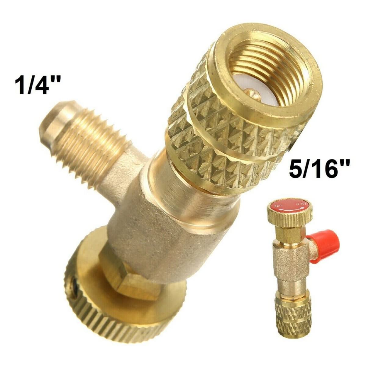 DAZZLEEX Adaptador de válvula de aire acondicionado R410A, manguera de carga R32 válvula de control macho de 1/4 pulgadas - hembra de 5/16 pulgadas