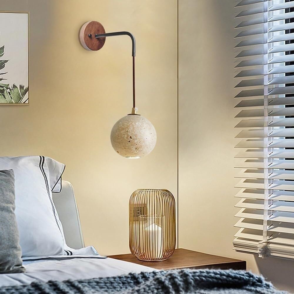 Moderne minimalistische Wandlampe, Kugel-Naturstein-Wandleuchte for Kücheninsel-Bauernhaus-Wohnzimmer