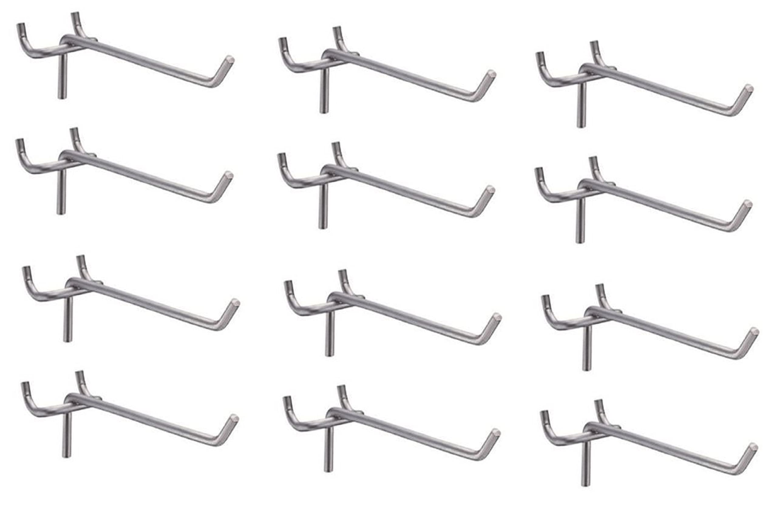 12 Pack 8" Heavy Duty Pegboard Kit Peg Hooks for 1� Spaced Pegboards, Utility Hooks for Wall Organizing in Home or Garage (Chrome, 8 inch, 12 Pcs)