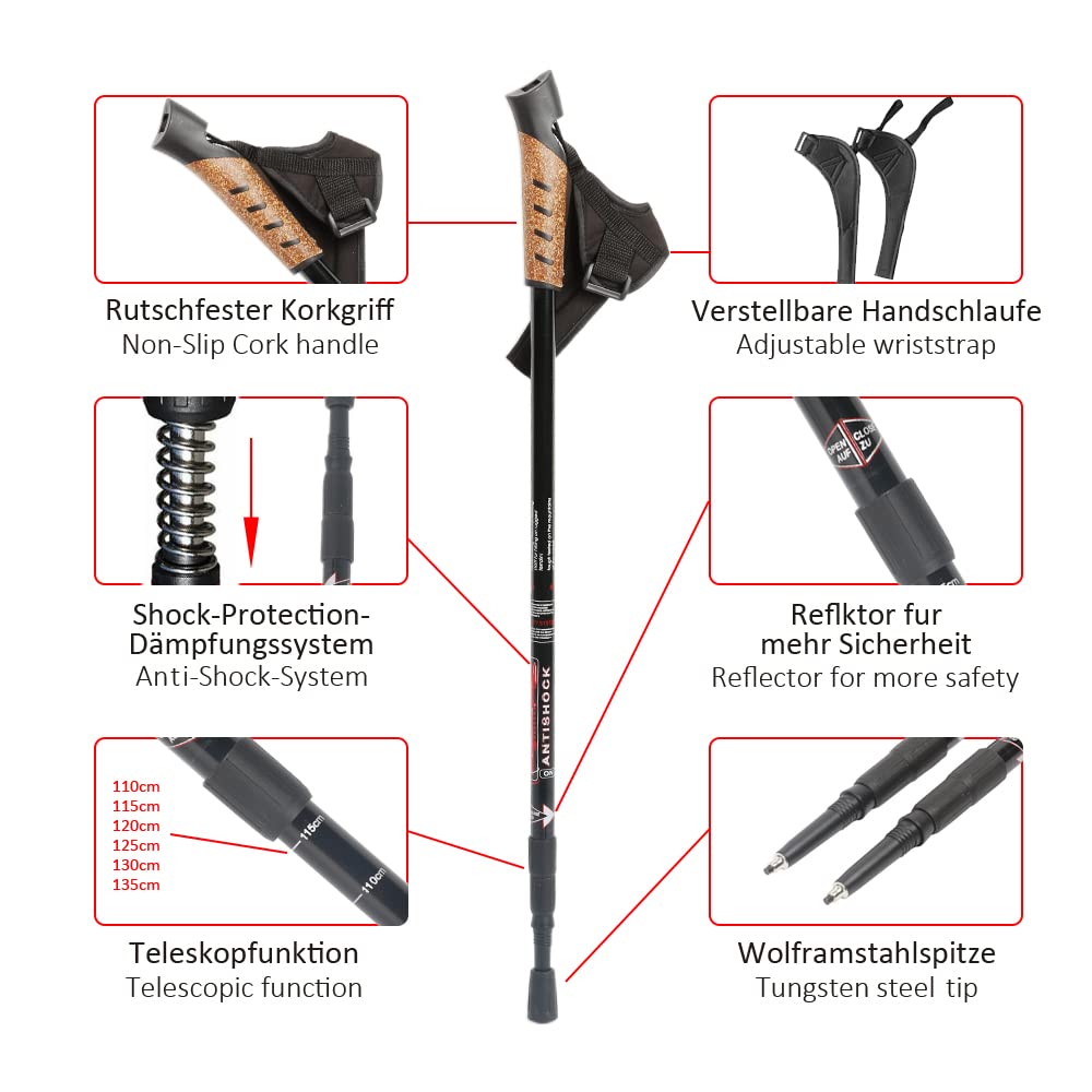 Melko Bâtons de Nordic Walking en Aluminium