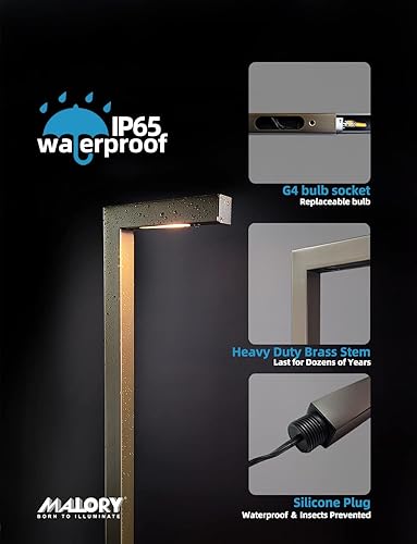 Miniatura 5 de MALORY Paquete de 4 luces LED de bajo voltaje para camino de paisaje con bombilla G4 (21.87 pulgadas de alto) 12 V de latón, luces de paisaje