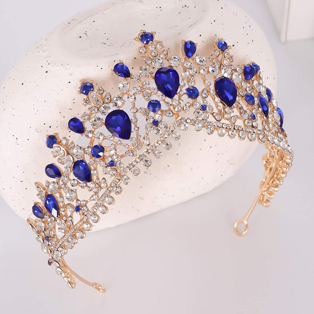 Tiara, stop strasu, Bridal Crown, opaska na czoło, Noble Blue Crystal Flower'S kobiety prosta, modna, wesele, ozdoba do włosów, retro na imprezę