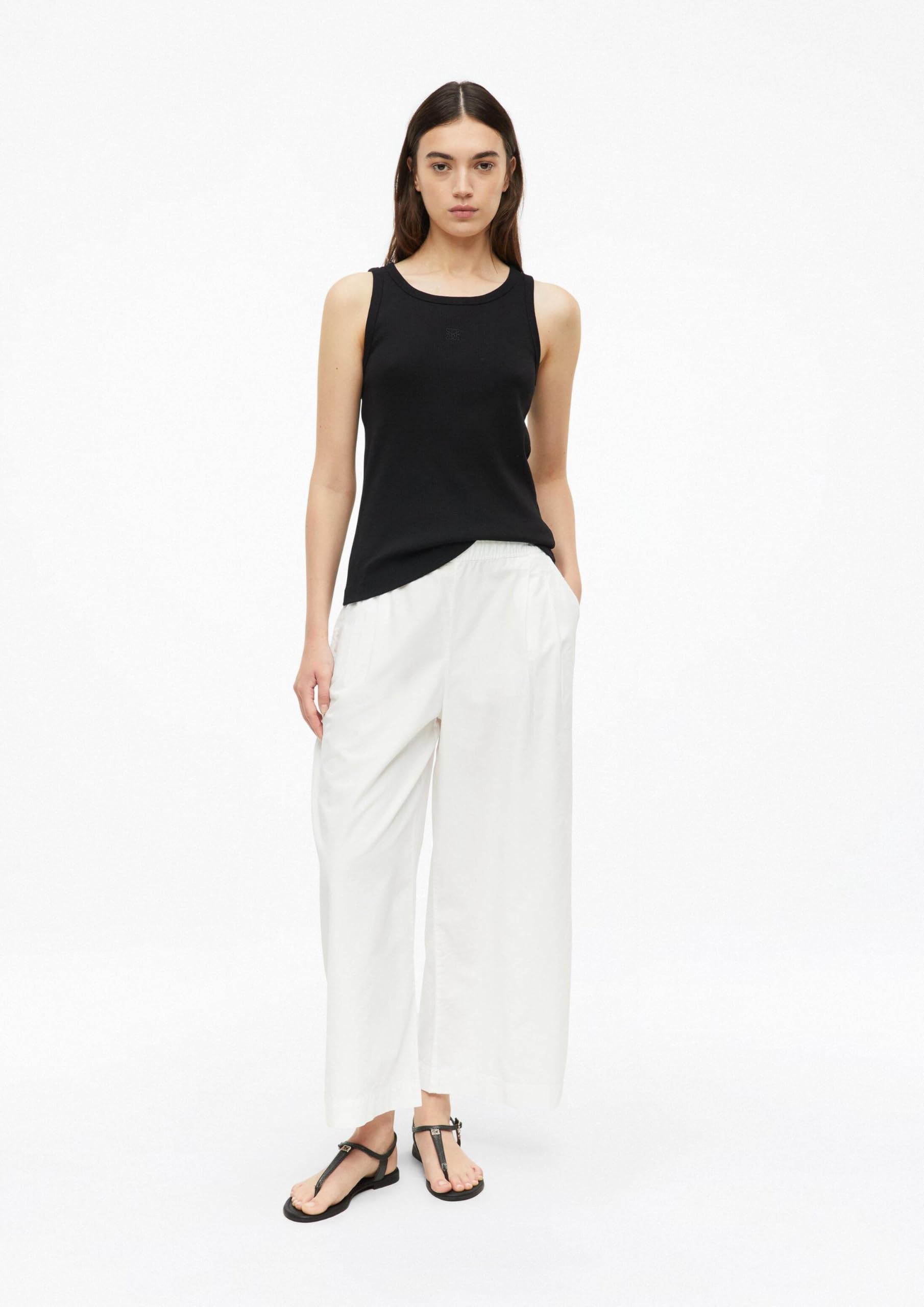 s.Oliver Damen Culotte – Mid Rise, Wide Leg, Popeline, Uni, mit Falten und Taschen