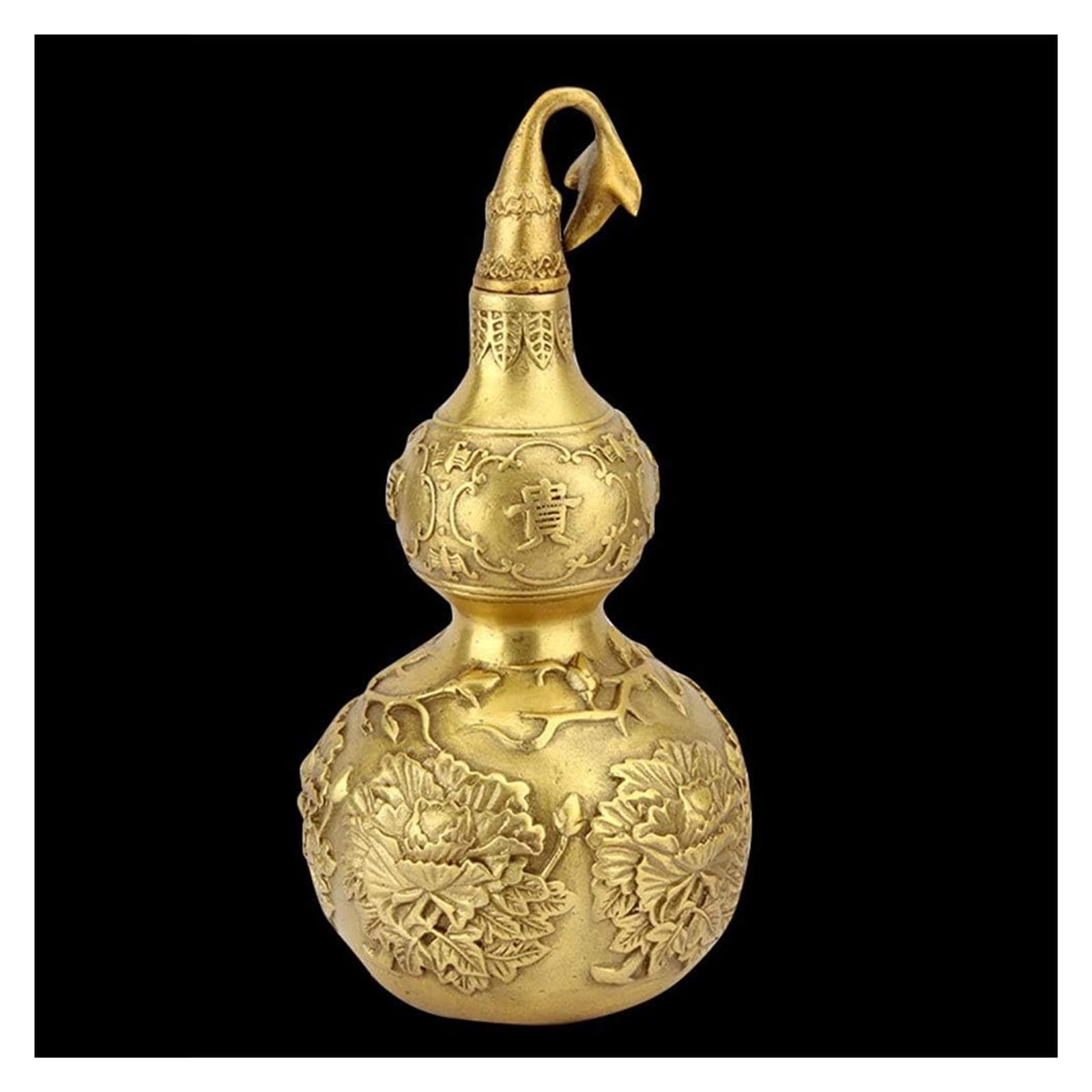 RLKHXBS Tabletop Feng Shui Gold Brass Dekoracja szczęścia, Wu Lou/Hu Lu/Gourd Wealth Peaceful Copper Statue, Chinese Charm of Prosperity Decoration Figure, mosiądz, mosiądz