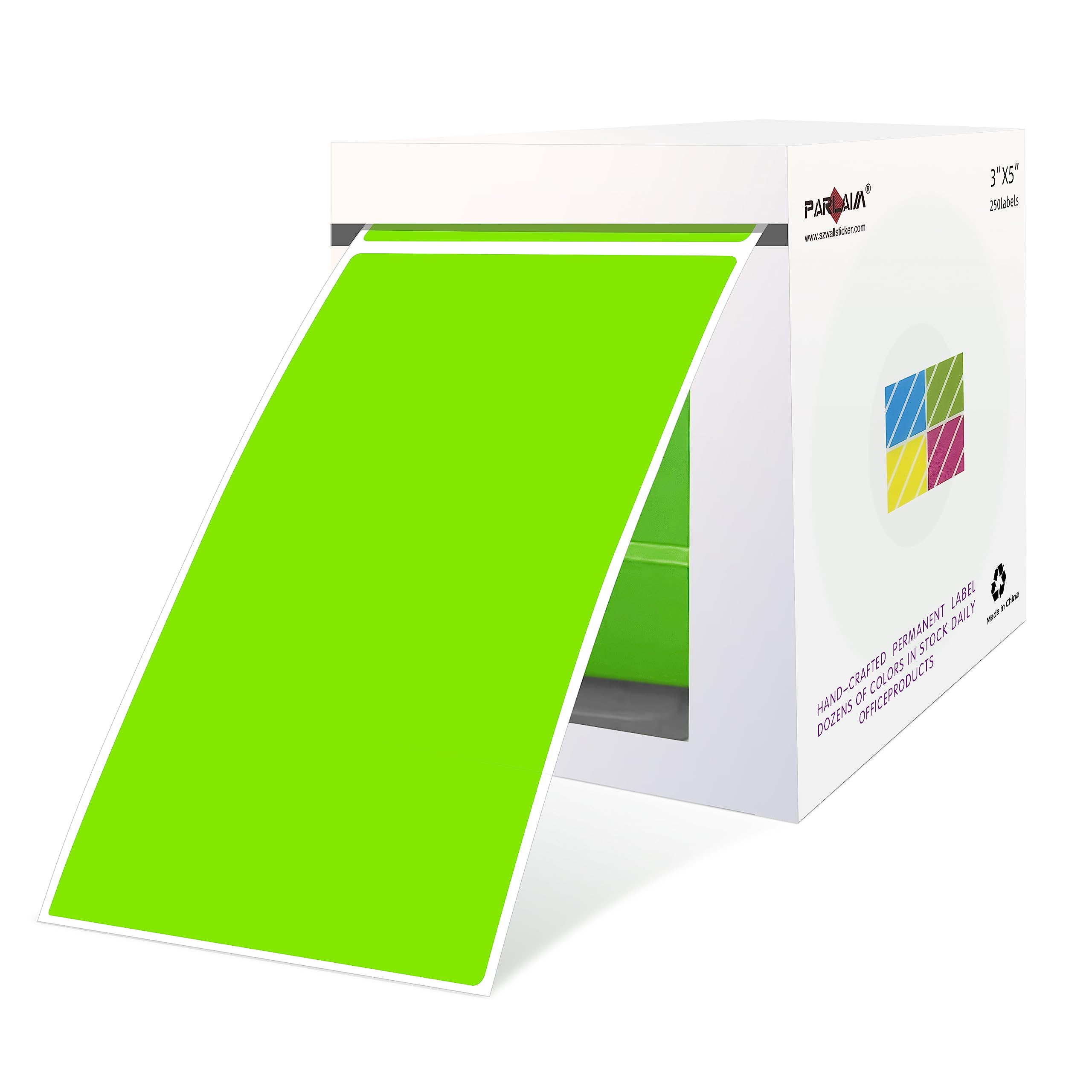 PARLAIM 5 x 3 inch Rectangle Color Coding Sticker Labels, Permanent Adhesive Writable 250pcs Color Code Inventory Label (Light Green)